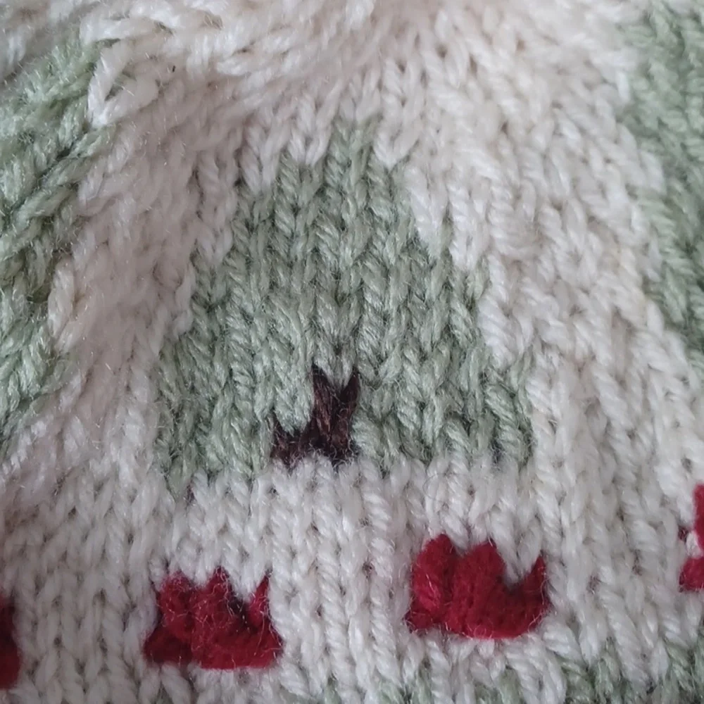 Hand Knit Chin-Tie Moose & Tree Hat / Ear Covering — Super Cute!